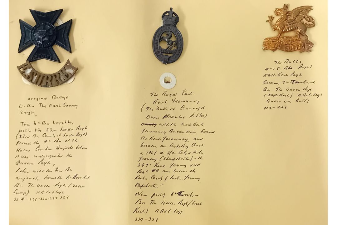 A collection of 19th/20th century cap badges, to include a Queens Own Hussars, East Surrey - Image 1 of 4