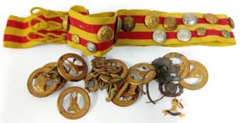 A collection of 20th century cap badges, to include a broken enamelled Queen's Royal Lancers,