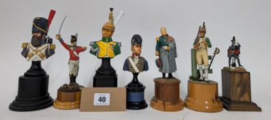 A collection of painted and part-painted figures of Napoleonic guards, soldiers, calvary and
