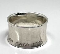 Tiffany & Co, a silver band ring marked T & Co 1837, size P/Q.