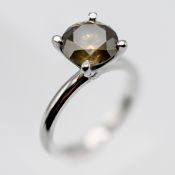 An 18ct diamond solitaire ring set in white gold, with ALGT gemstone certificates indicating a