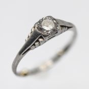 A platinum diamond solitaire ring, size H/I.