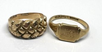 Two 18ct gold rings, approx 11g.