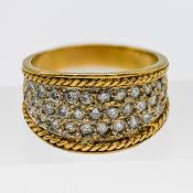 A 9ct gold diamond Pave set ring, size S, approx 7.20g.