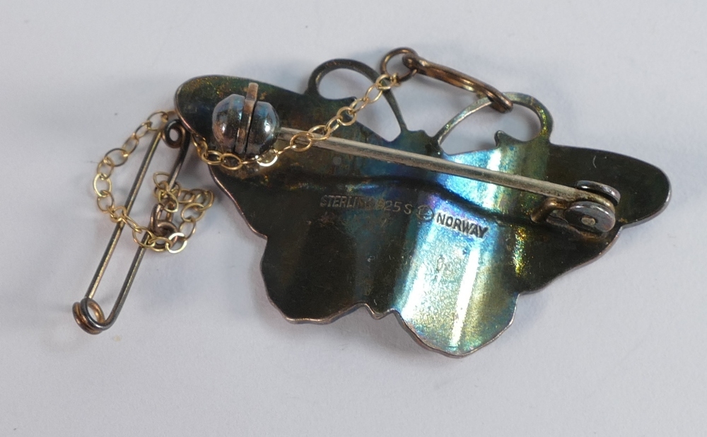 Norwegian Silver/enamel butterfly brooch. - Image 2 of 2