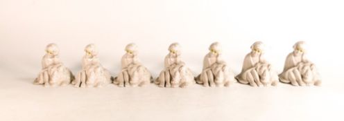 Wade collection of seven Wade unpainted Child with Dog figures (no back stamps). This lot was