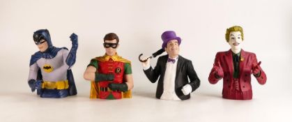 A collection of Batman DC Comics Diamond Select Toys Money Box Busts including Batman, Joker,