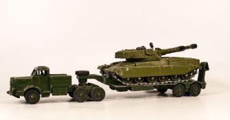 Vintage Repainted Green Dinky Supertoys Tank Transporter & later Cheftan Tank(2)