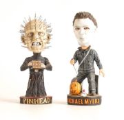 Two Neca Head Knocker Figures Michael Myers & Pin Head, tallest 19cm(2)