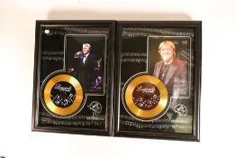 Legends of Music prints with gold disc of Joe Longthorne and similar,L23.5cm H32cm (2)