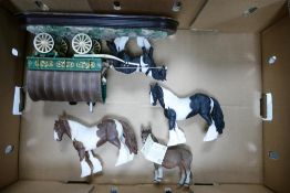 A collection of Resin Type Horses including Leonardo Collection Travellers Caravan