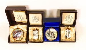 Two Kingsley enamelled boxes to include Rabbits and Duck together with two money holders in the Wren