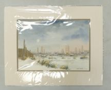 Doris Brown S.W.A (1933-2023) Nightscene with Kilns and Buildings to background. Watercolour on