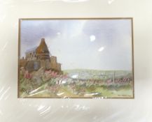 Doris Brown S.W.A (1933-2023) Countryside Scene with Building and Kiln to left. Watercolour on