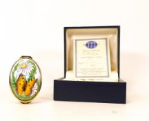Moorcroft enamel Butterflies oval lidded box by J Horne , Limited edition 17/50. Boxed with