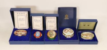 Halcyon days enamelled lidded boxes to include Queen Victoria Diamond Jubilee limited edition,