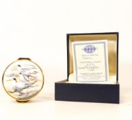 Moorcroft enamel Terns round lidded box by R Douglas Ryder , Limited edition 57/75. Boxed with
