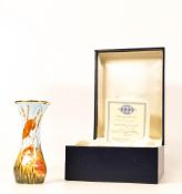 Moorcroft enamel Cornfield vase by R Douglas Ryder , Limited edition 24/75. Boxed with