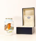 Moorcroft enamel Last snow of winter vase by Faye Williams , Limited edition 19/50. Boxed with