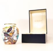 Moorcroft enamel Lundy Island vase by R Douglas Ryder , Limited edition62/75. Boxed with