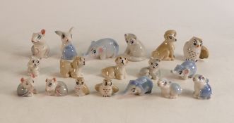 A collection of Wade Happy family Whimsies: comprising Owls, Elephants, Dogs, Cats, Mice and