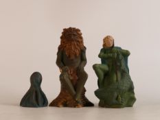 Three Wade prototype Mythical figures painted in different colourways, comprising George & Dragon,