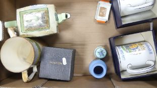 A mixed collection to include Commemorative tankards , Pratt ware mustard pot, Staffordshire