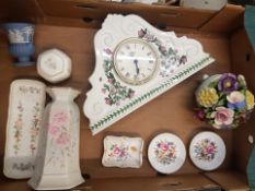 A mixed collection of ceramics to include Portmeirion large mantle clock, Aynsley floral fancy,