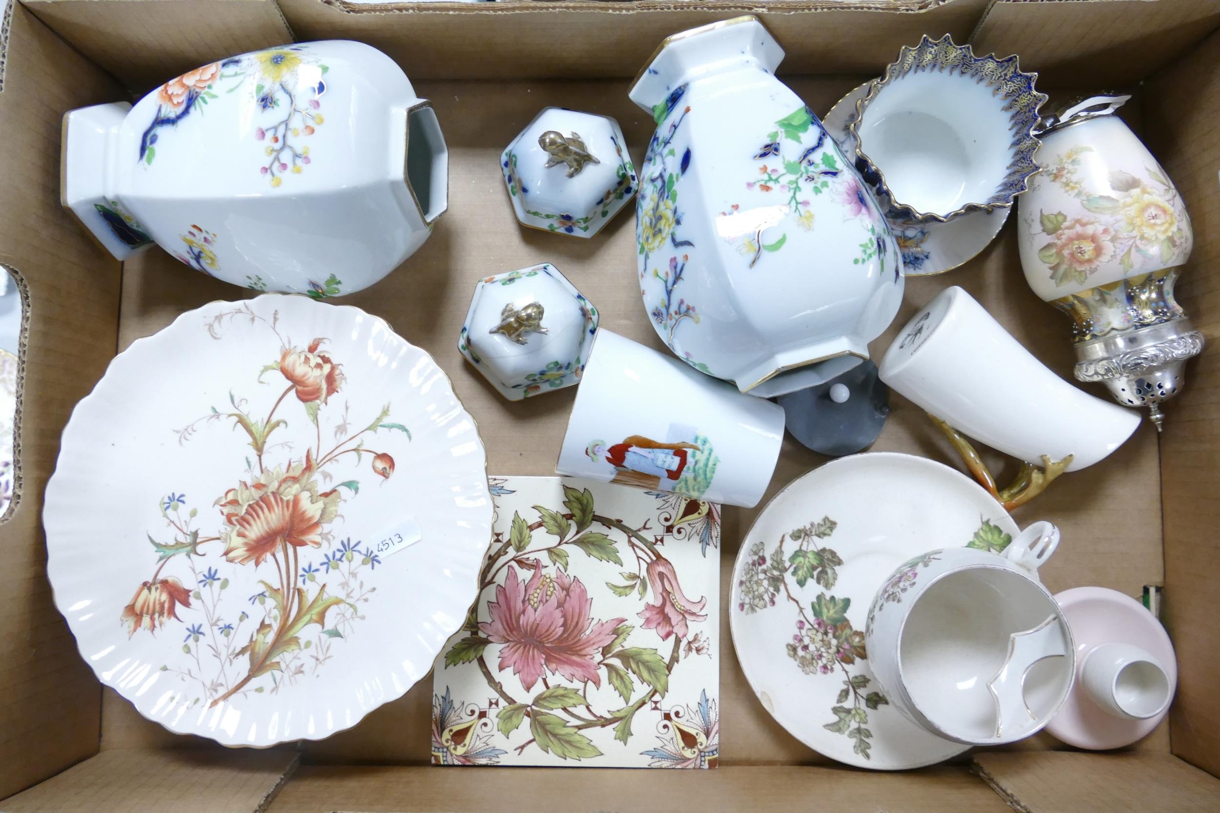 A Mixed Collection of Carltonware Wiltshaw & Robinson Ivory Blushware Items to include Sugar Bowl,