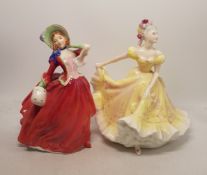 Royal Doulton lady figures Autumn Breezes HN1934 and Ninette HN2379 (2).