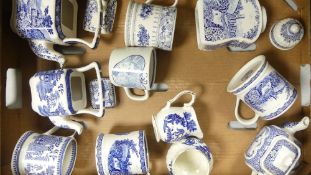 Spode afternoon tea collection to include Oriental garden teapot, willow pattern teapot, tankard,