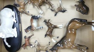 A Collection of Beswick Horses to include Bois Russel Racehorse 701, Foal 763, Foal 836, Foal 915,