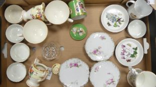 A mixed collection of items to include commemorative mug, pin dishes, cups, twin handled lidded