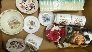 A mixed collection of items to include Royal Doulton Bunnykins bowl, Large character jug the trapper