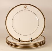 Six De Lamerie Fine Bone China heavily gilded Special Commission patterned Dinner Plates with with