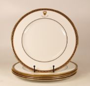 Five De Lamerie Fine Bone China heavily gilded Special Commission patterned Dinner Plates with