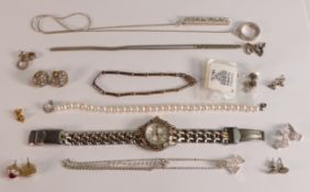 Silver Tiffany pendant & chain, 15g, together with Ladies Rotary wristwatch, Silver earrings etc