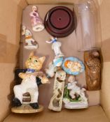 A Mixed Collection of Items to include Carved Bone Skeleton Figure, Small Wooden Lion of Lucerne