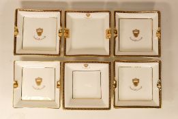 Six De Lamerie Fine Bone China heavily gilded Special Commission patterned Ashtrays with with