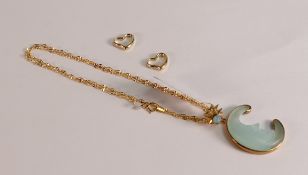 9ct gold Gemporia Jewellery including two pendants and necklace, 1.3g and 9ct gold Jadeite moon
