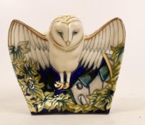 Moorcroft Model of Wisdom owl. Signed by designer Kerry Goodwin, dated 2008. Height 14cm