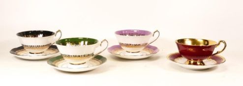 Paragon Cabbage Rose Patterned Cup with non matching saucer together with 3 similar Elizabethan