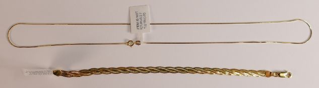 Gemporia 9ct gold necklace, 2.3g and 9ct bracelet, 3.4g. (2)