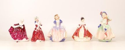 Royal Doultn Small Figures Kirsty Hn3213, Christmas Morn Hn3212, Dinky Do Hn1678, Southern Belle