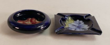 Moorcroft Anemone small bowl together with Hibiscus blue ash tray (2)