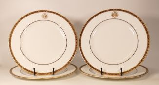Four De Lamerie Fine Bone China heavily gilded Special Commission patterned Dinner Plates with