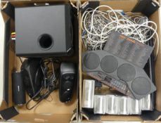 Yamaha DD6 electric drum kit, JVC speakers, Sandstream speakers and various leads ( 2 trays)