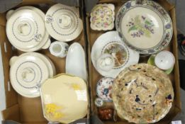 A mixed collection of items to include Shelley cake plates, Royal Doulton lidded tureens, Beswick