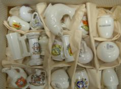 A collection of crested ware to include W H Goss, Arcadian , vases, fish jugs etc ( 1 tray)