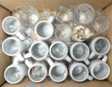 A Collection of Continental Stoneware Beer Mugs to include some Glass Tankards (1 Tray)
